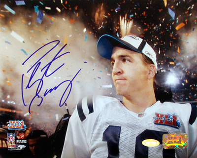 Peyton Manning Autographed Super Bowl XLI Smoke In Background Photograph Poster