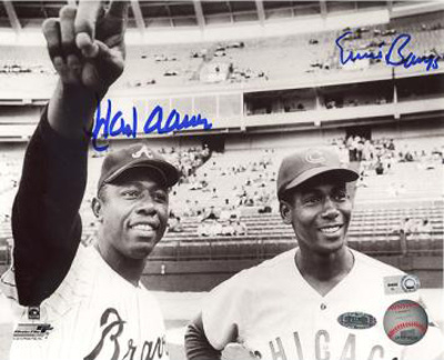 Hank Aaron And Ernie Banks Dual Autographed Wave Photograph