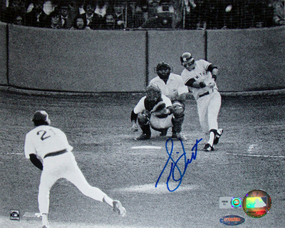 Bucky Dent Autographed Vs. Mike Torrez Hitting Photograph