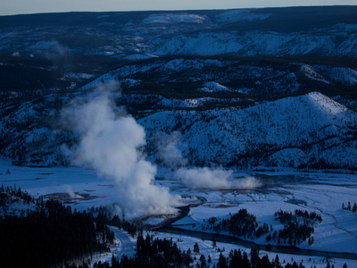 Buy Steam Rising from Grand Prismatic Spring in Yellowstone National Park at AllPosters.com