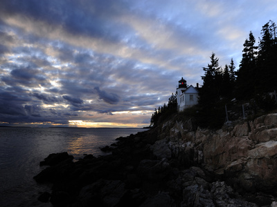 Buy A Moody Sky over Bass Harbor Head Lighthouse at Sunset at AllPosters.com