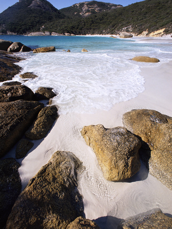 White Sand Beach Surrounding Lagoon, Two People