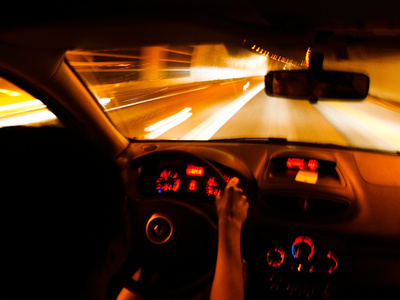 Nighttime Driving on a Roadway Near Monaco