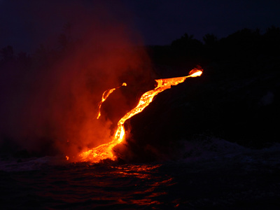 Buy Night View of Kilauea Lava Spilling into the Sea at AllPosters.com