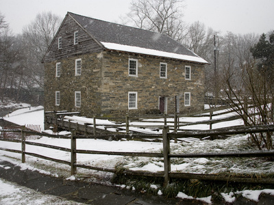 Buy Falling Snow Coats Historic Old Pierce Mill at AllPosters.com