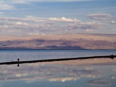 The Dead Sea at Sunset with a View Toward Jordan