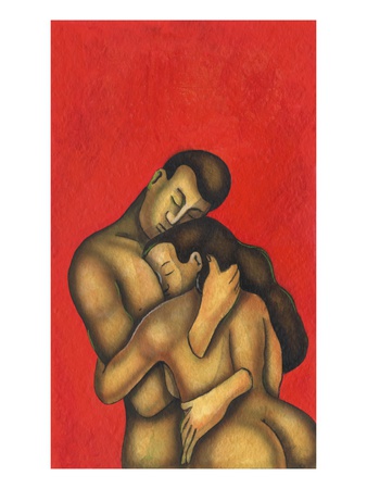 Surreal Couple Embracing