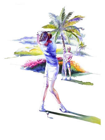Golfer Swinging Club Poster
