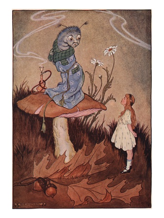 Illustration of Alice and the Caterpillar by Milo Winter