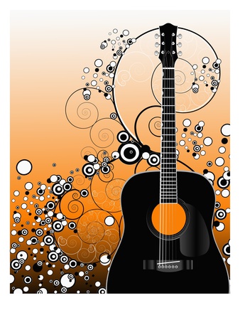 illustration of guitar and circle designs