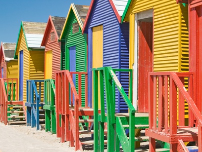 Colored Beach Huts Poster