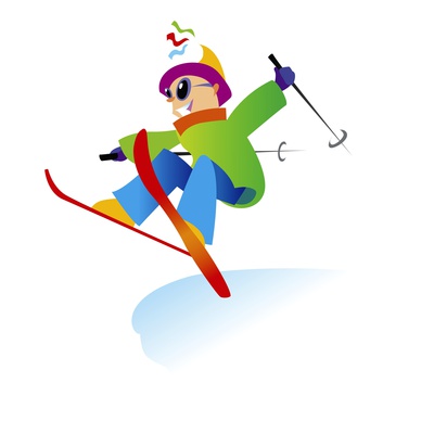 Freestyle Skiier Jumping up