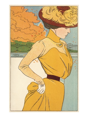 Autumn Fashion Postcard by Henri Meunier