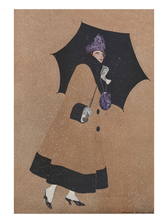 Illustration of Woman Holding Umbrella by Coles Phillips