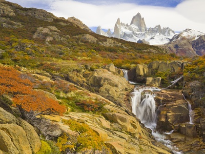 Waterfalls Cascading over Rocks near Fitzroy Range Poster
