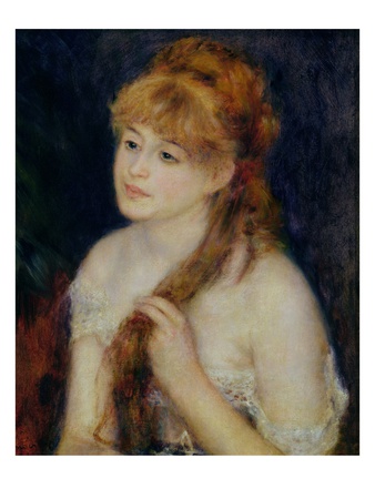 Young Woman Braiding her Hair