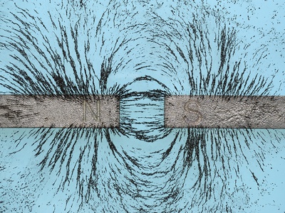Magnetic Field Illustrated Using Iron Filings Around Bar Magnets