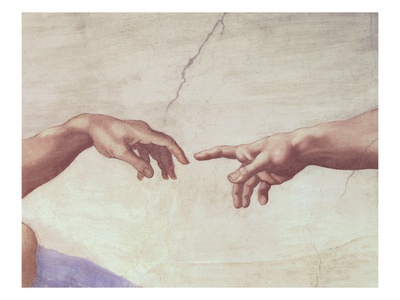 Hands of God and Adam, detail from The Creation of Adam, from the Sistine Ceiling, 1511 / Michelang