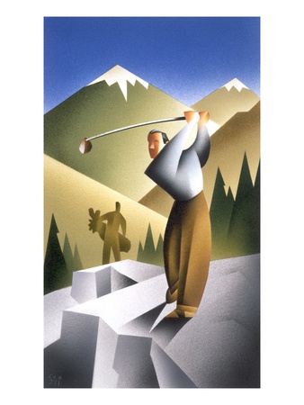 Golfing on a Rough Course Poster