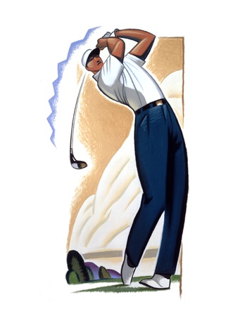 Golfer Swinging Club Poster