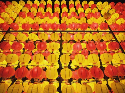 Yellow and orange paper lanterns