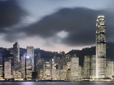 Hong Kong Skyline and financial district at dusk
