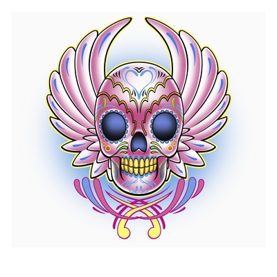 Day of the Dead skull with wings