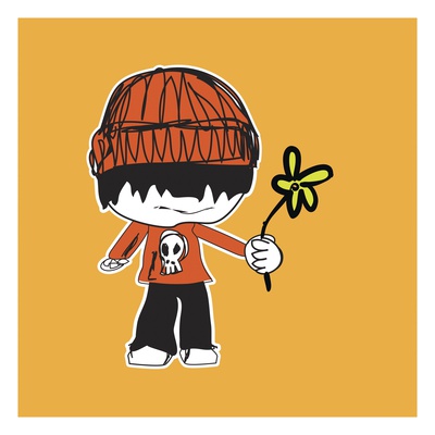 Boy holding a flower