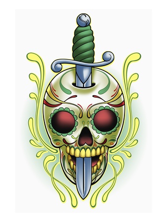 Day of the Dead skull with dagger