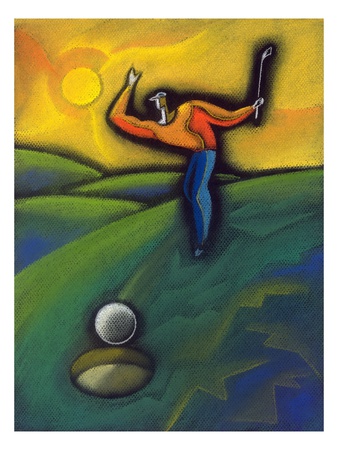 Golfer Sinking Putt Poster