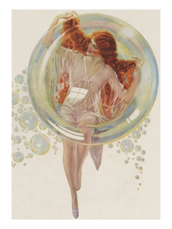 Beautiful redhead in bubble Posters