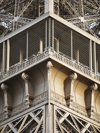 Detail of viewing gallery Eiffel tower, Paris, France