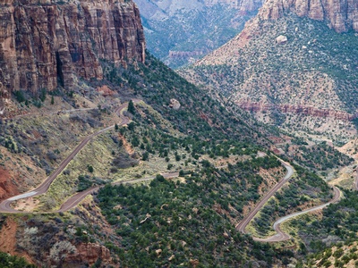 Switchbacks up a mountain Poster