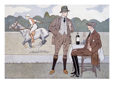Print Depicting Spectators at a Polo Game