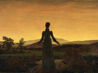 A Woman at Sunset or Sunrise