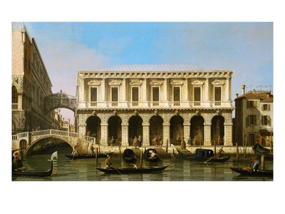 View of the Prisons in Venice by Canaletto