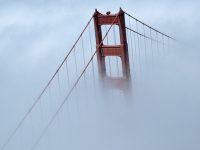 Buy Golden Gate Bridge Tower Surrounded by Fog at AllPosters.com