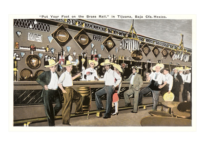 Men in Sombreros at Bar, Tijuana, Mexico