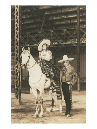 Photo of Charra on Horse with Father, Mexico