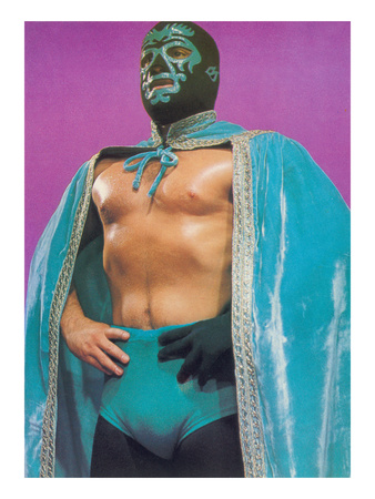 Mexican Wrestler in Turquoise Cape
