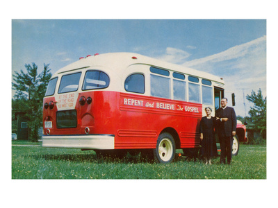 Religious Couple with Bus, Retro