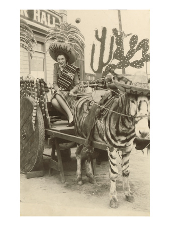Woman in Zebra Cart, Tijuana, Mexico