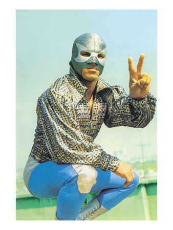 Mexican Wrestler in Lounge Singer Shirt