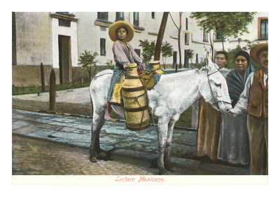 Milk Seller on Burro, Mexico