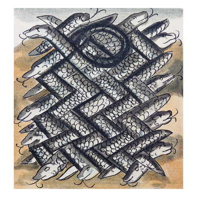 Aztec Painting: Snakes