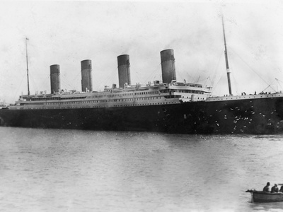Titanic at Anchor Off Queenstown (Cobh), Ireland.