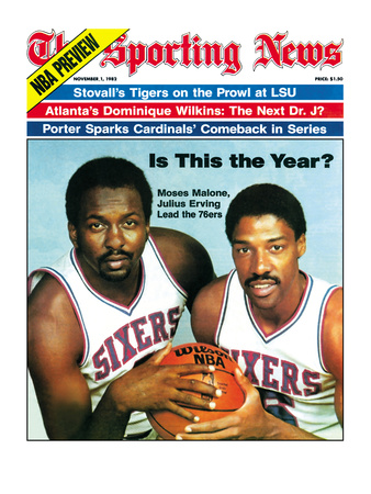 Buy Philadelphia 76ers Moses Malone and Julius Erving - November 1, 1982 at AllPosters.com