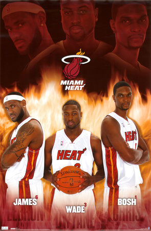 Buy Miami Heat LeBron James Dwyane Wade Chris Bosh Sports Poster Print at AllPosters.com