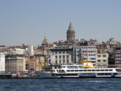 Buy Galata Tower in Background, the Bosporus, Istanbul, Turkey, Europe at AllPosters.com