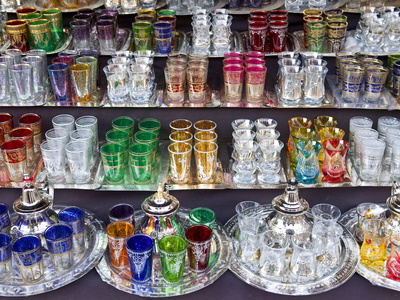 Glasses For Sale, Souk, Medina, Marrakech, Morocco, North Africa, Africa